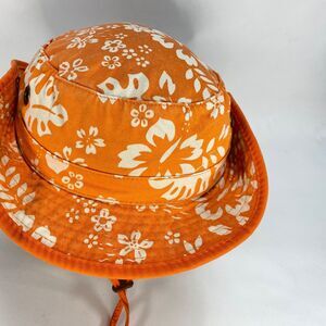 Dorfman Pacific Kindercaps Bucket Hat Cap 4-6X Orange White Leaves Snap Sides